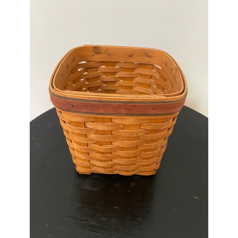 Longaberger Basket Unisex Small Brown 1994 Vintage Handwoven Square Farmhouse - Picture 2 of 6